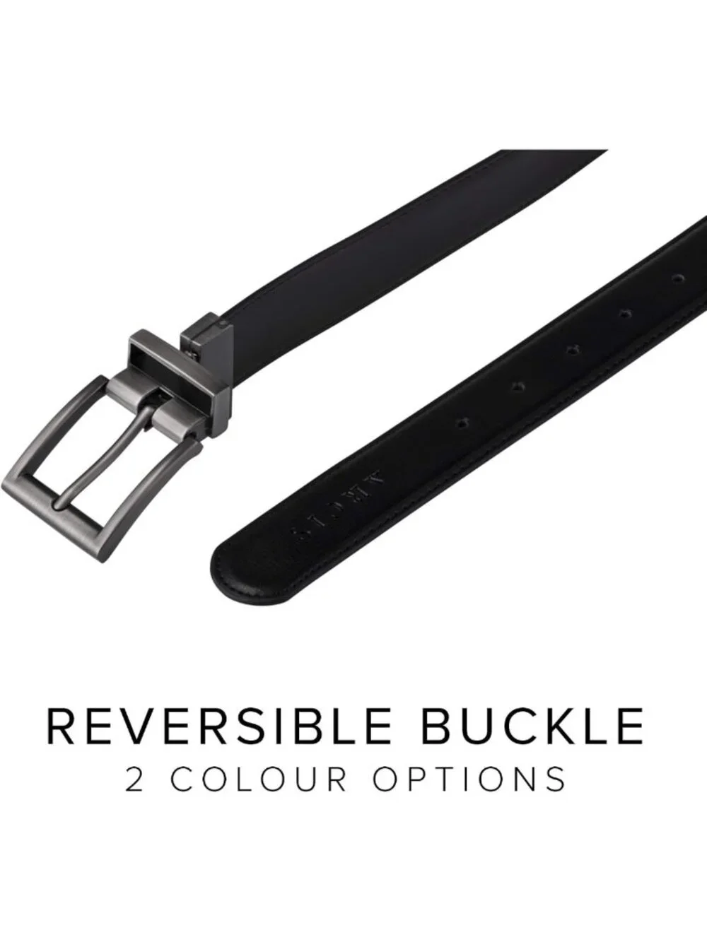 Reversible Men's Belt - Black & Brown Cowhide Minimalist Style for Work & Casual
